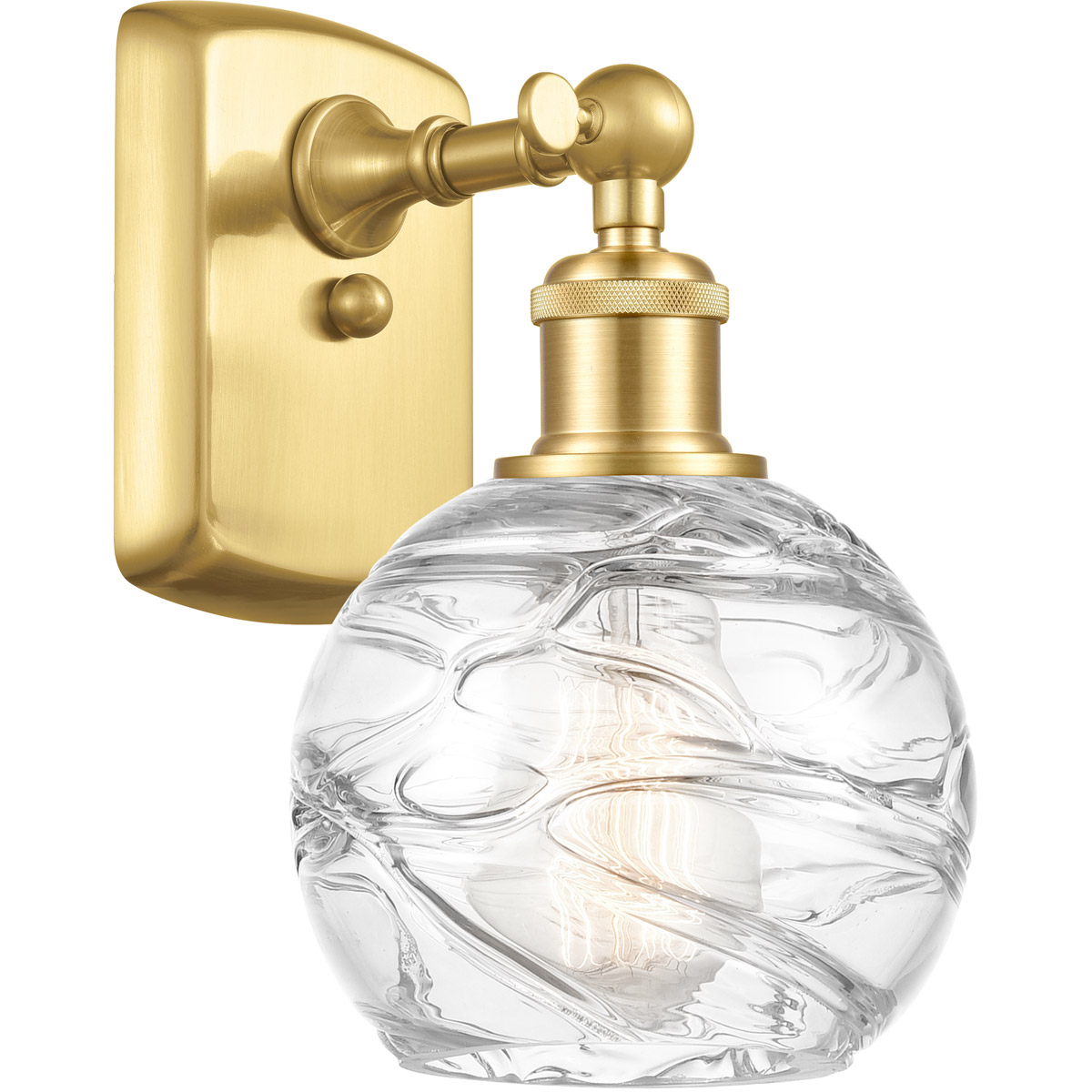 Innovations Lighting 516-1W-SG-G1213-6-LED Ballston Small Deco Swirl LED 6 inch Satin Gold Sconce Wall Light, Ballston