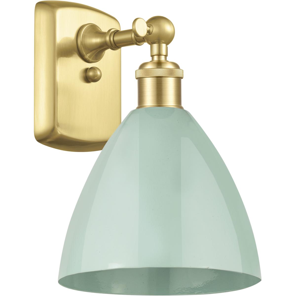 Innovations Lighting 516-1W-SG-MBD-75-SF-LED Ballston Plymouth Dome LED 7.5 inch Satin Gold Sconce Wall Light in Matte Seafoam