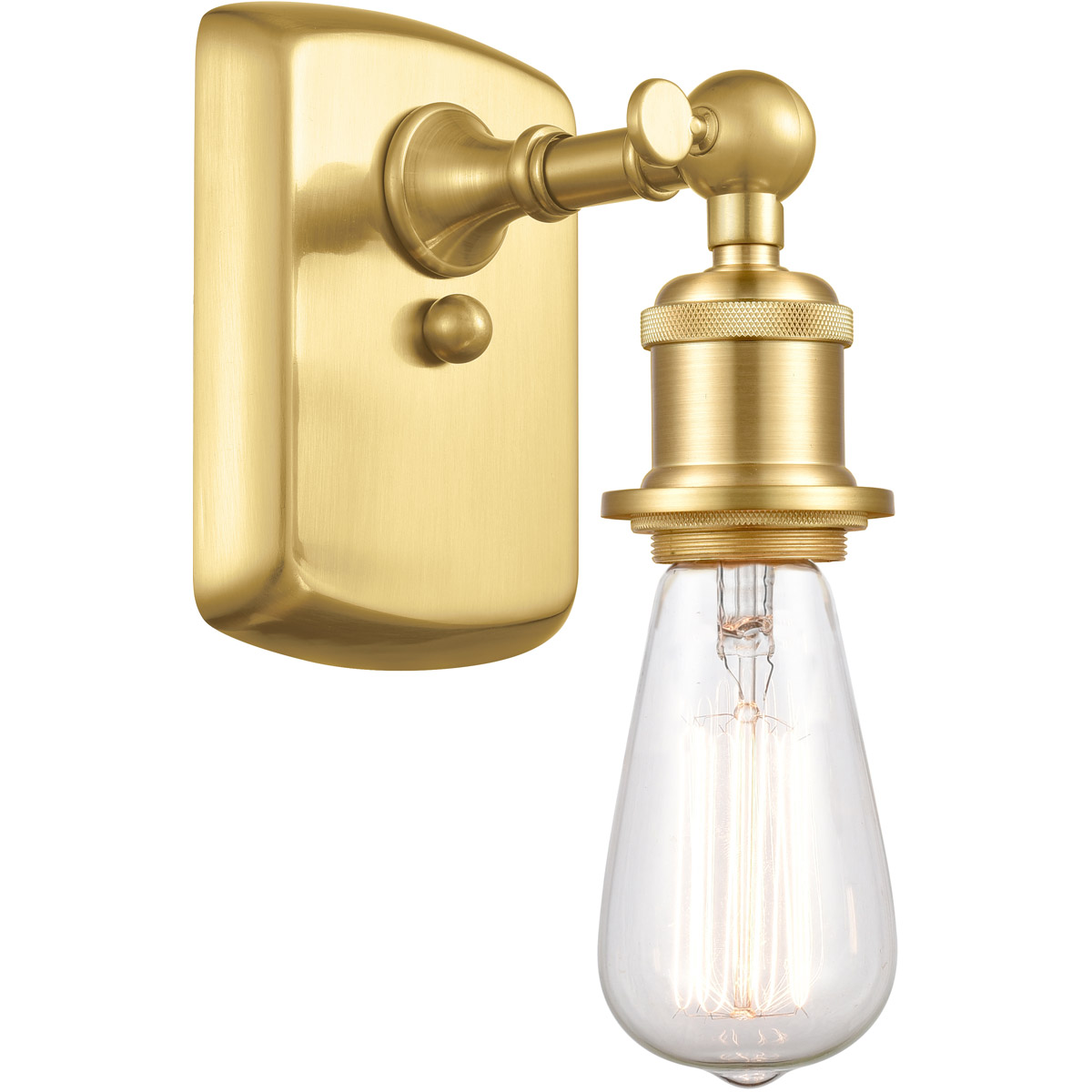 Innovations Lighting 516-1W-SG Ballston Bare Bulb 1 Light 5 inch Satin Gold Sconce Wall Light, Ballston