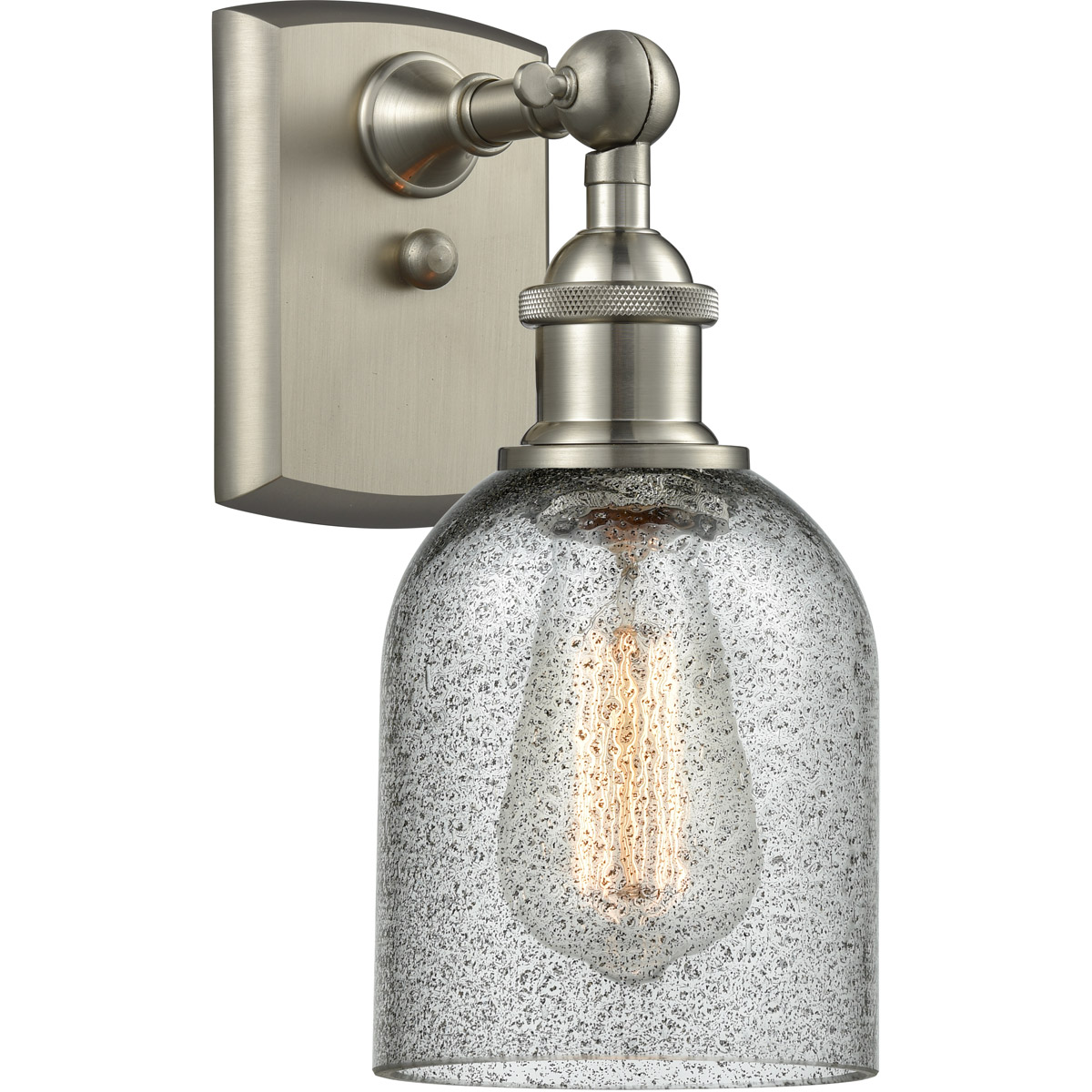 Innovations Lighting 516-1W-SN-G257-LED Ballston Caledonia LED 5 inch Brushed Satin Nickel Sconce Wall Light in Charcoal Glass, Ballston