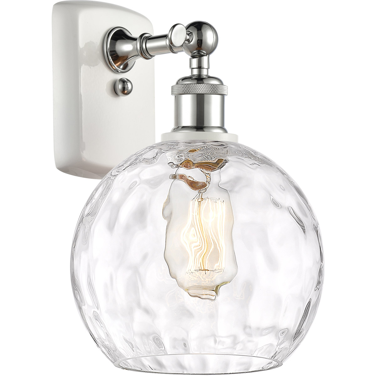 Innovations Lighting 516-1W-WPC-G1215-8 Ballston Athens Water Glass 1 Light 8 inch White and Polished Chrome Sconce Wall Light