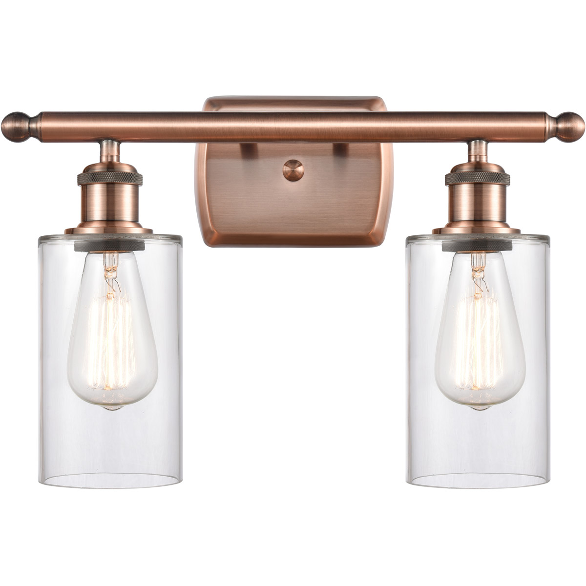 Innovations Lighting 516-2W-AC-G802 Ballston Clymer 2 Light 16 inch Antique Copper Bath Vanity Light Wall Light in Clear Glass, Ballston