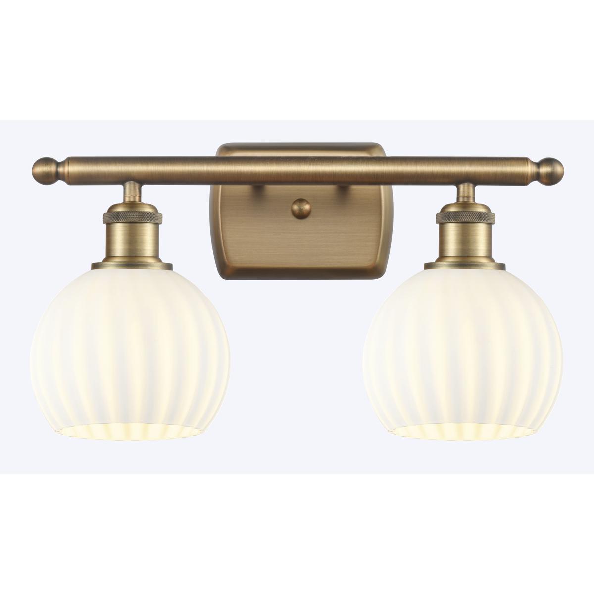 Innovations Lighting 516-2W-BB-G1217-6WV Ballston White Venetian 2 Light 16 inch Brushed Brass Bath Vanity Light Wall Light
