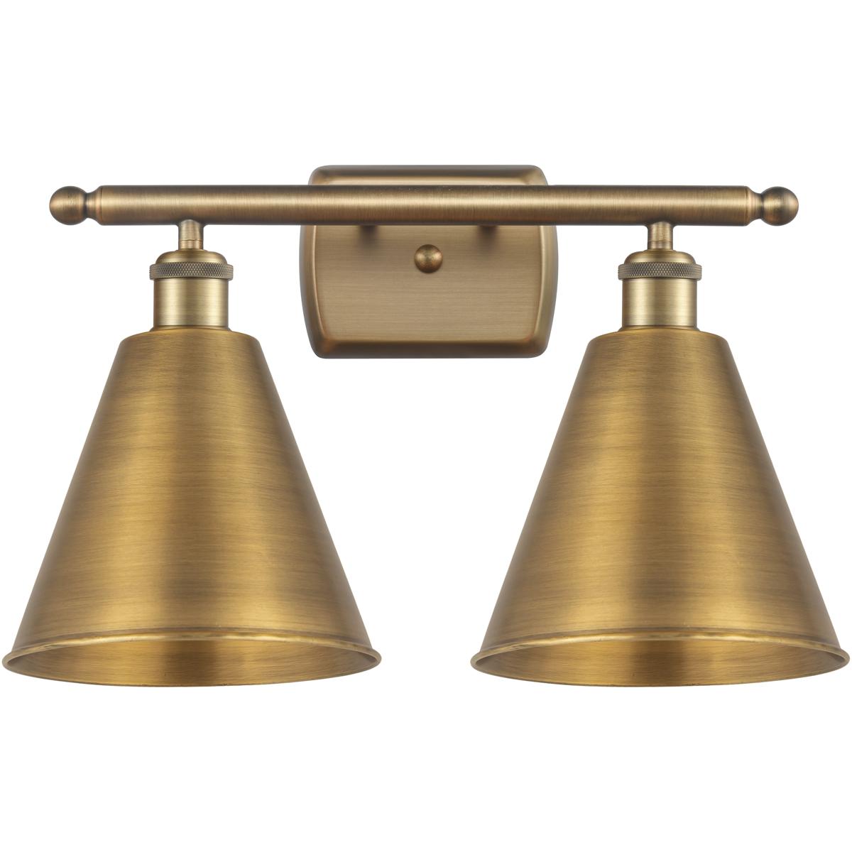 Innovations Lighting 516-2W-BB-MBC-8-BB-LED Ballston Cone LED 18 inch Brushed Brass Bath Vanity Light Wall Light