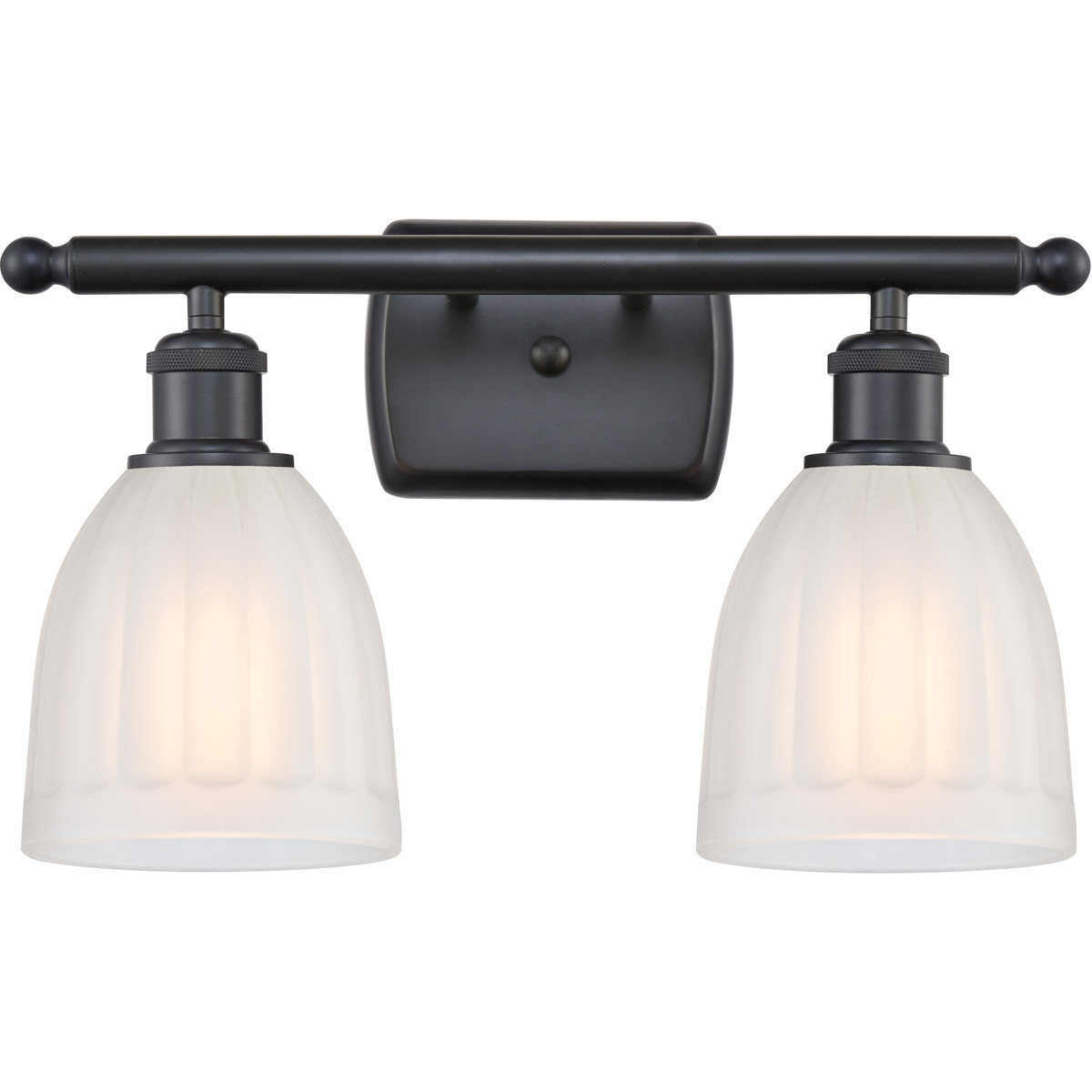 Innovations Lighting 516-2W-BK-G441-LED Ballston Brookfield LED 16 inch Matte Black Bath Vanity Light Wall Light in White Glass, Ballston
