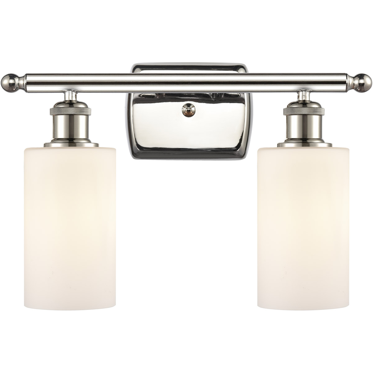Innovations Lighting 516-2W-PN-G801 Ballston Clymer 2 Light 16 inch Polished Nickel Bath Vanity Light Wall Light in Matte White Glass, Ballston