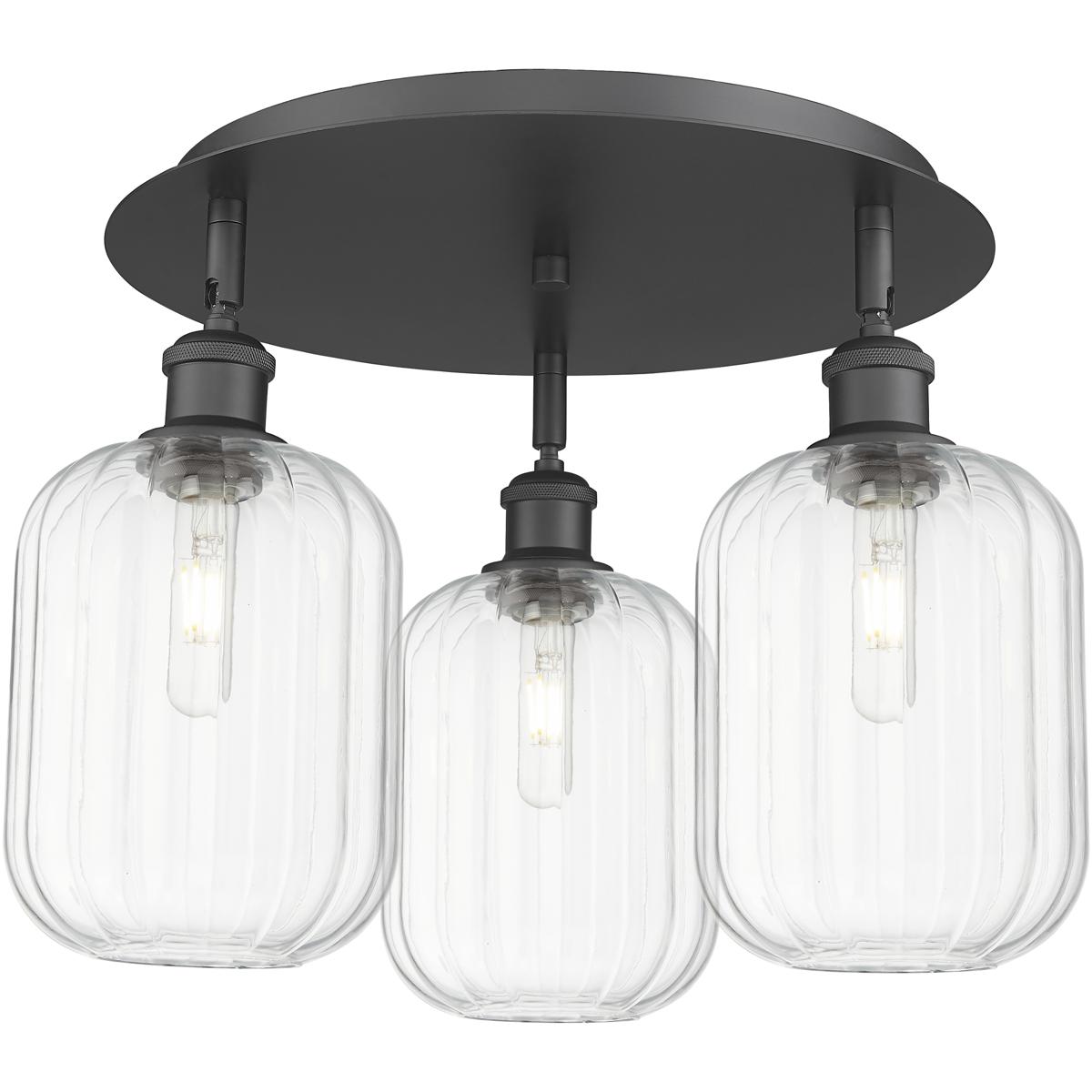 Innovations Lighting 516-3C-BK-G460-7CL Ballston Preston 3 Light 19 inch Matte Black Flush Mount Ceiling Light in Clear Glass