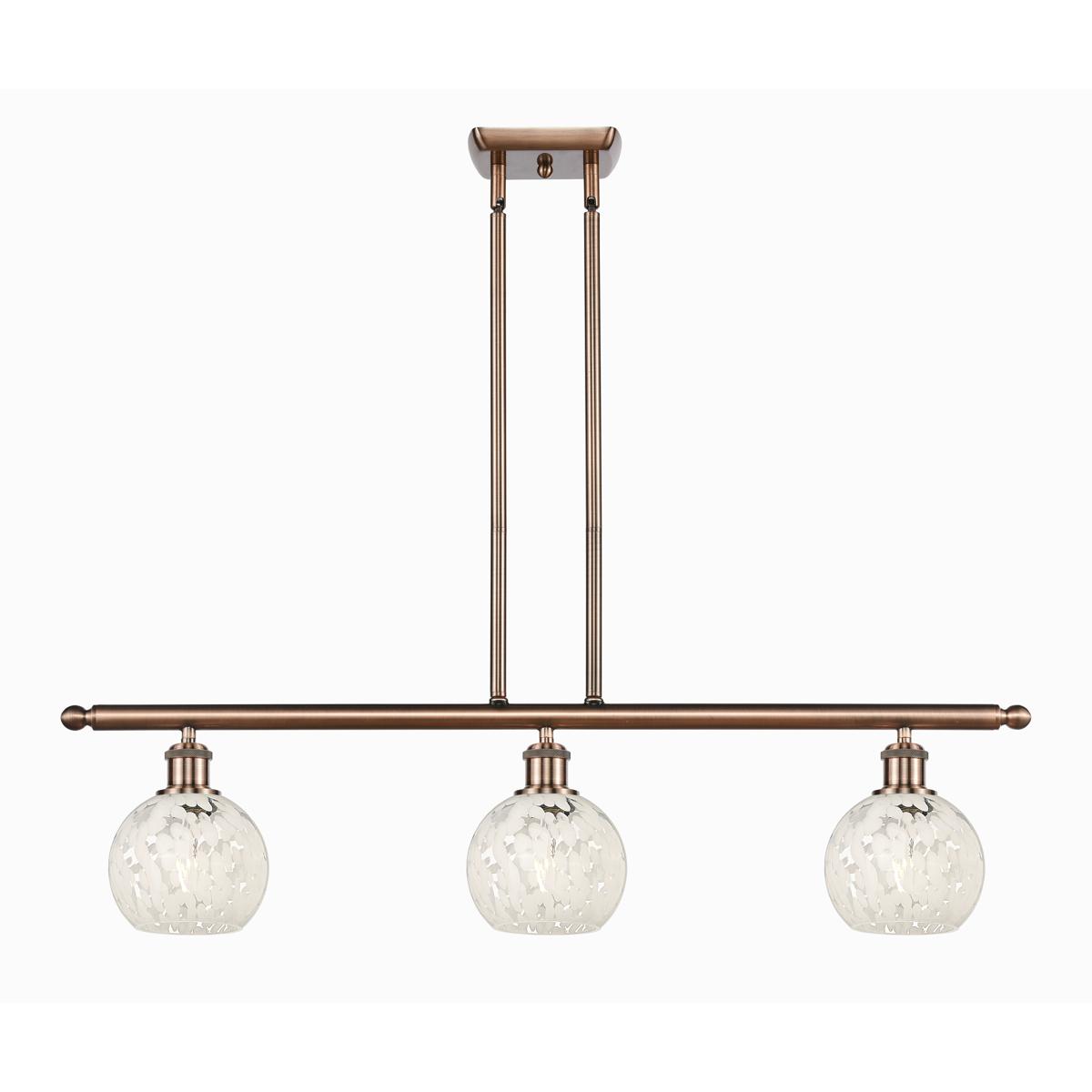 Innovations Lighting 516-3I-AC-G1216-6WM Ballston White Mouchette 3 Light 36 inch Antique Copper Stem Hung Island Light Ceiling Light