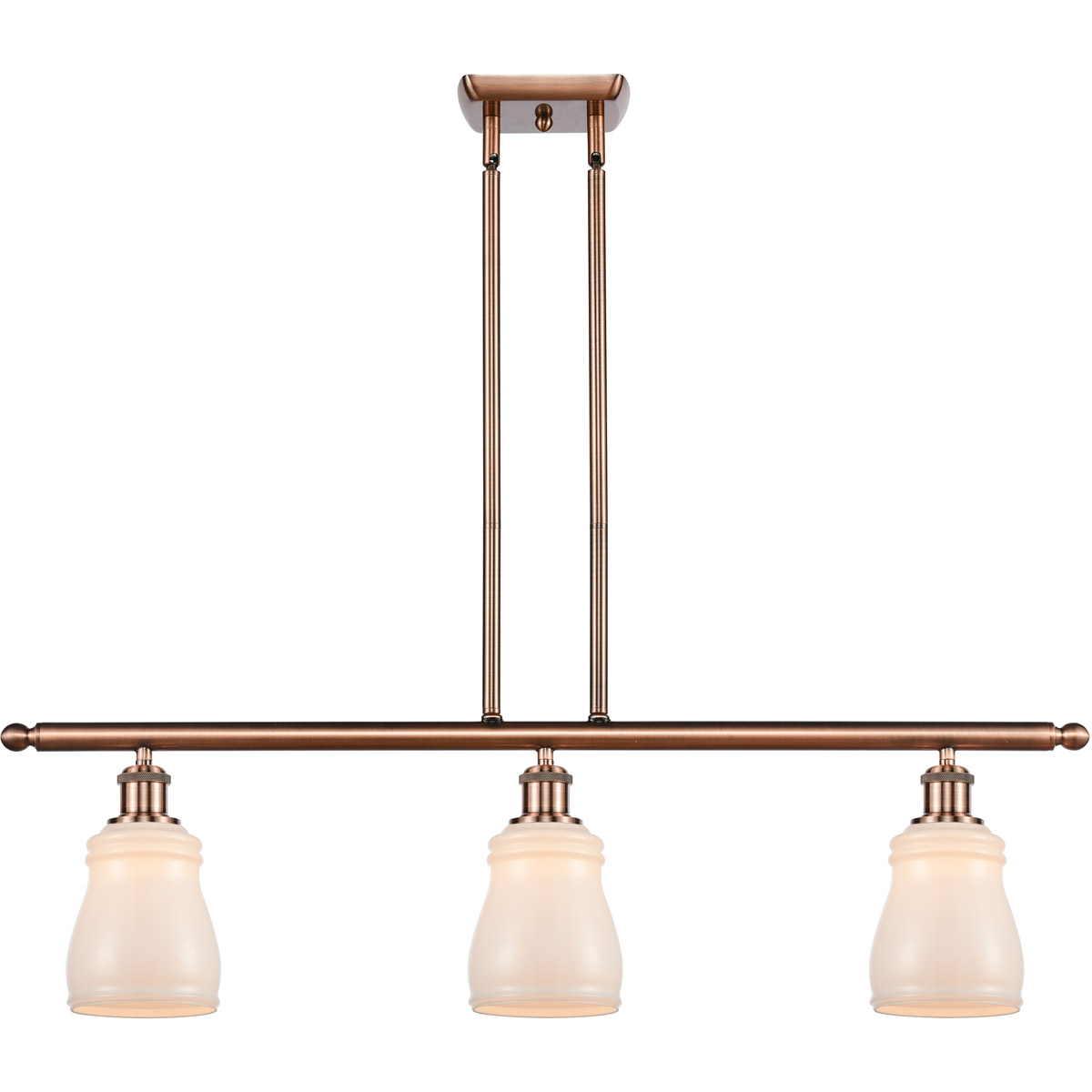 Innovations Lighting 516-3I-AC-G391 Ballston Ellery 3 Light 36 inch Antique Copper Island Light Ceiling Light in White Glass, Ballston