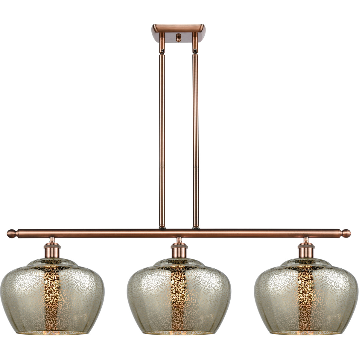 Innovations Lighting 516-3I-AC-G96-L Ballston Large Fenton 3 Light 38 inch Antique Copper Island Light Ceiling Light in Mercury Glass, Ballston