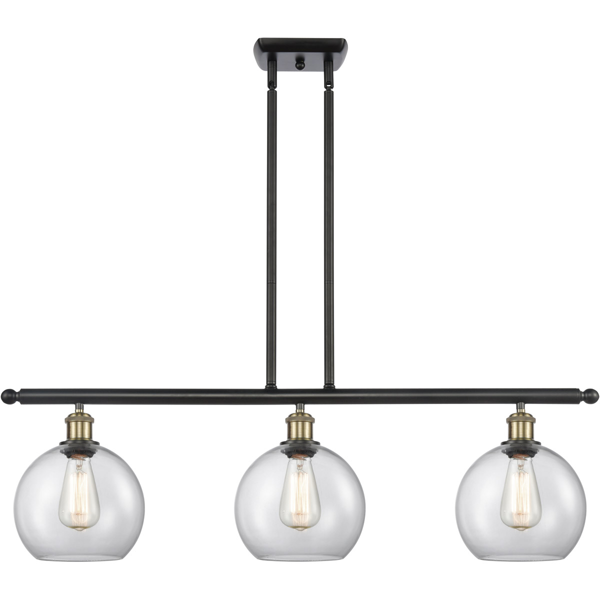 Innovations Lighting 516-3I-BAB-G122-LED Ballston Athens LED 36 inch Black Antique Brass Island Light Ceiling Light in Clear Glass, Ballston