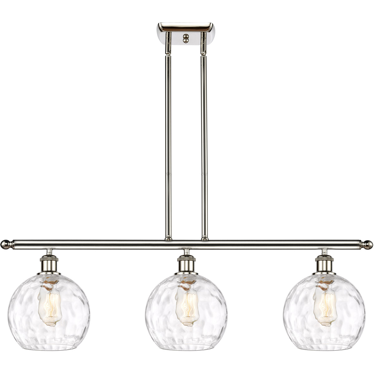 Innovations Lighting 516-3I-PN-G1215-8 Ballston Athens Water Glass 3 Light 36 inch Polished Nickel Island Light Ceiling Light