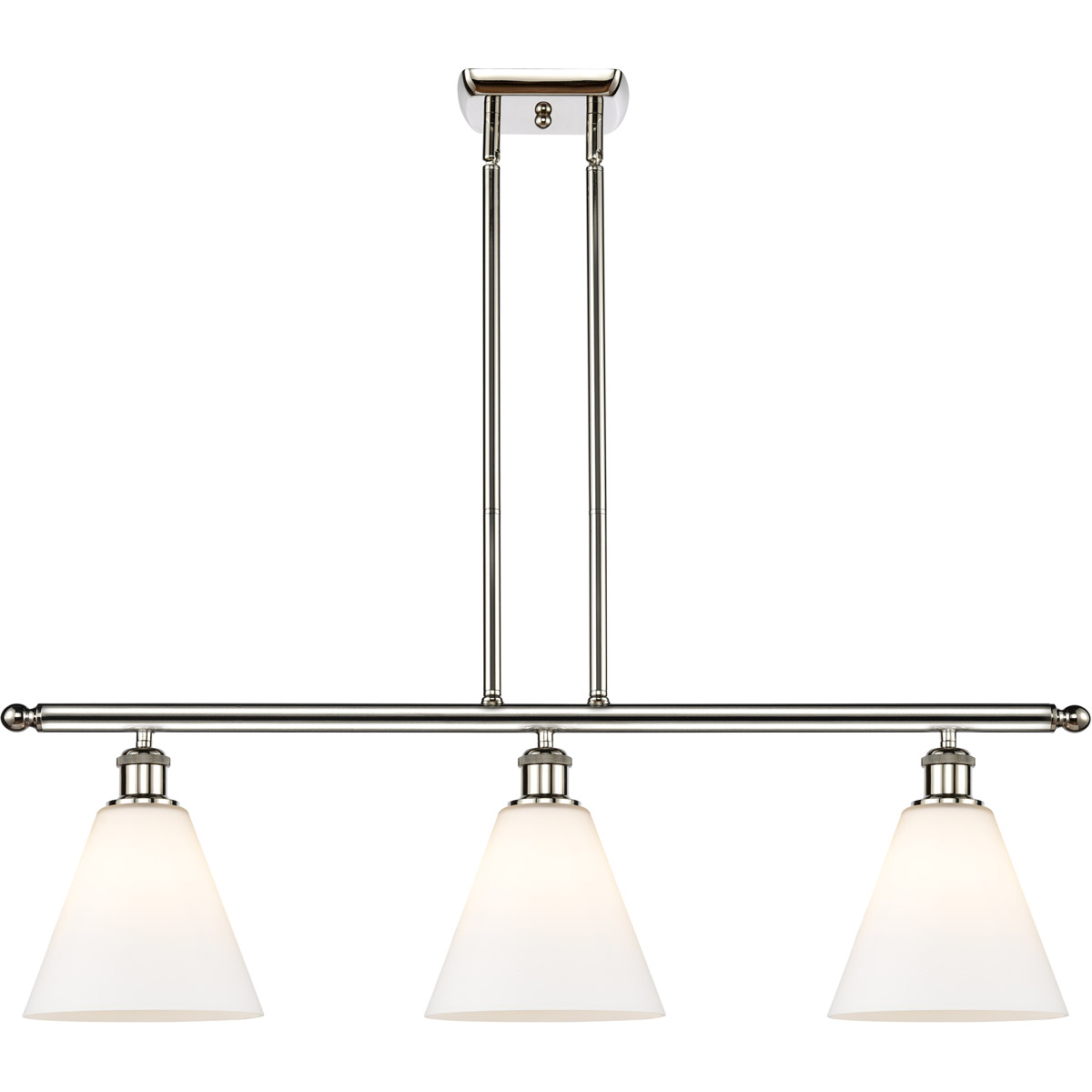 Innovations Lighting 516-3I-PN-GBC-81-LED Ballston Ballston Cone LED 36 inch Polished Nickel Island Light Ceiling Light in Matte White Glass
