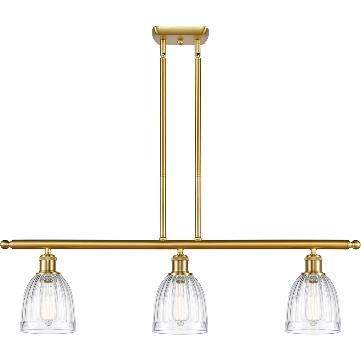 Innovations Lighting 516-3I-SG-G442-LED Ballston Brookfield LED 36 inch Satin Gold Island Light Ceiling Light in Clear Glass, Ballston