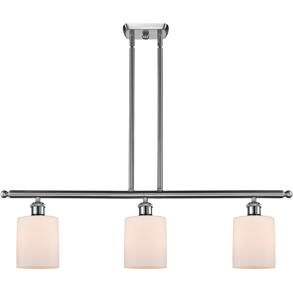 Innovations Lighting 516-3I-SN-G111-LED Ballston Cobbleskill LED 36 inch Brushed Satin Nickel Island Light Ceiling Light in Matte White Glass, Ballsto