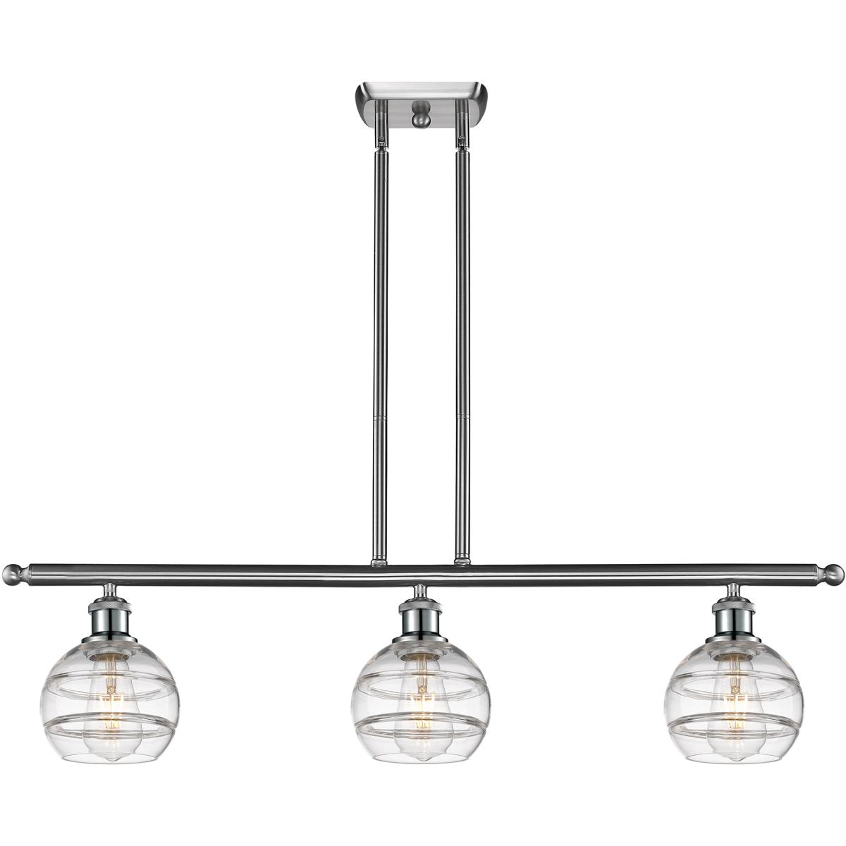 Innovations Lighting 516-3I-SN-G556-6CL Ballston Rochester 3 Light 36 inch Brushed Satin Nickel Stem Hung Island Light Ceiling Light