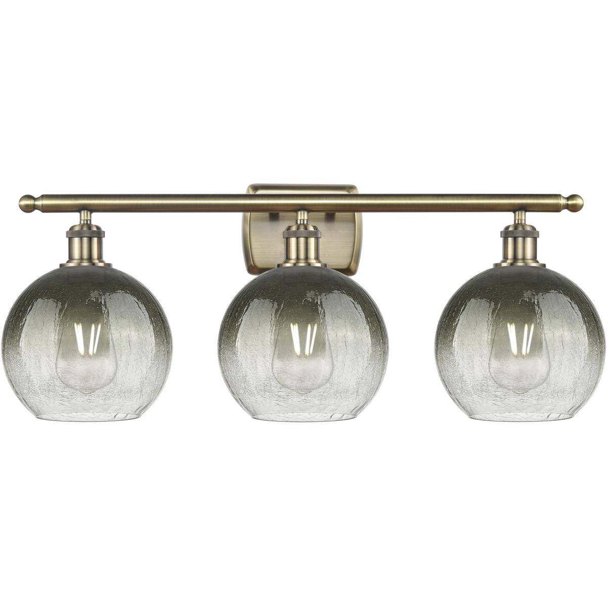 Innovations Lighting 516-3W-AB-G483-8SL Ballston Brookhaven Globe 3 Light 28 inch Antique Brass Bath Vanity Light Wall Light in Slate Glass