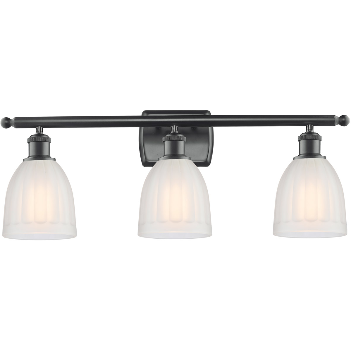 Innovations Lighting 516-3W-BK-G441-LED Ballston Brookfield LED 26 inch Matte Black Bath Vanity Light Wall Light in White Glass, Ballston