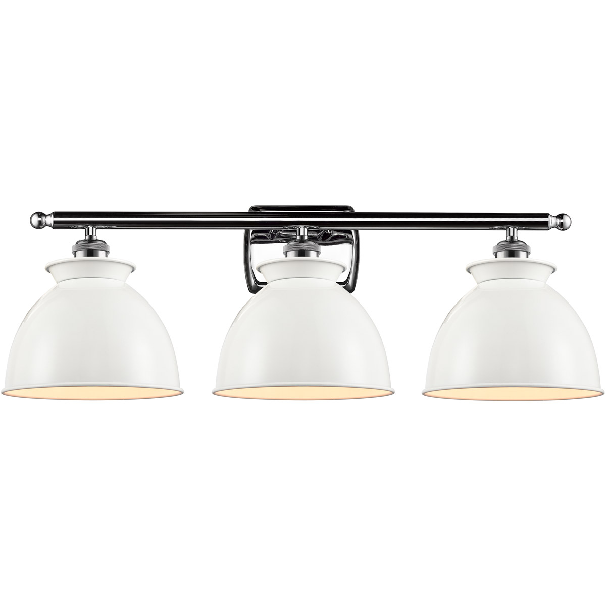 Innovations Lighting 516-3W-PC-M14-W Ballston Adirondack 3 Light 28 inch Polished Chrome Bath Vanity Light Wall Light in Incandescent, Glossy White, B