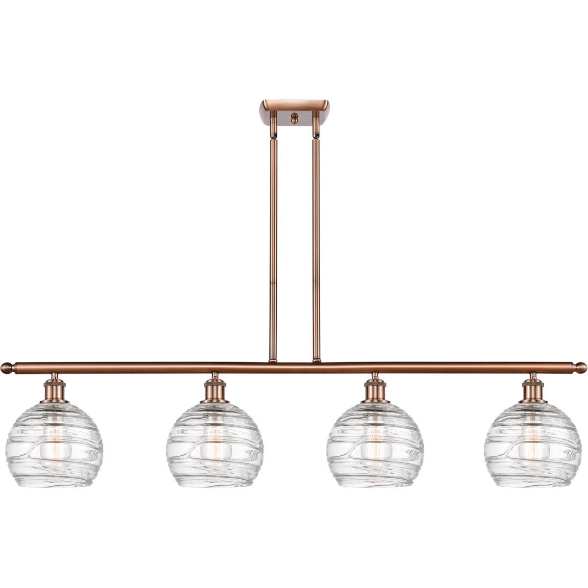 Innovations Lighting 516-4I-AC-G1213-8-LED Ballston Deco Swirl LED 48 inch Antique Copper Island Light Ceiling Light, Ballston