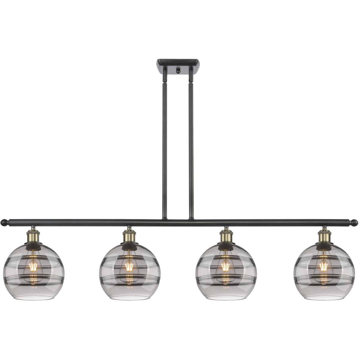 Innovations Lighting 516-4I-BAB-G556-8SM Ballston Rochester 4 Light 48 inch Black Antique Brass Stem Hung Island Light Ceiling Light