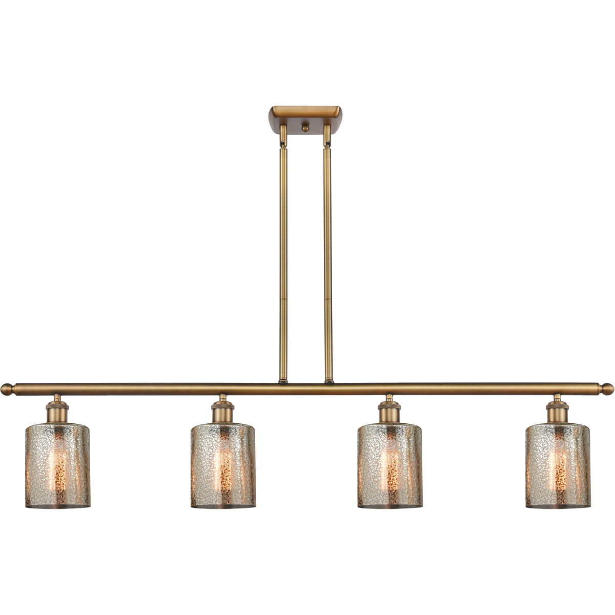 Innovations Lighting 516-4I-BB-G116 Ballston Cobbleskill 4 Light 48 inch Brushed Brass Island Light Ceiling Light in Mercury Glass, Ballston