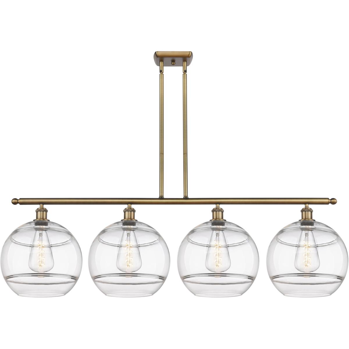 Innovations Lighting 516-4I-BB-G556-12CL Ballston Rochester 4 Light 50.25 inch Brushed Brass Stem Hung Island Light Ceiling Light