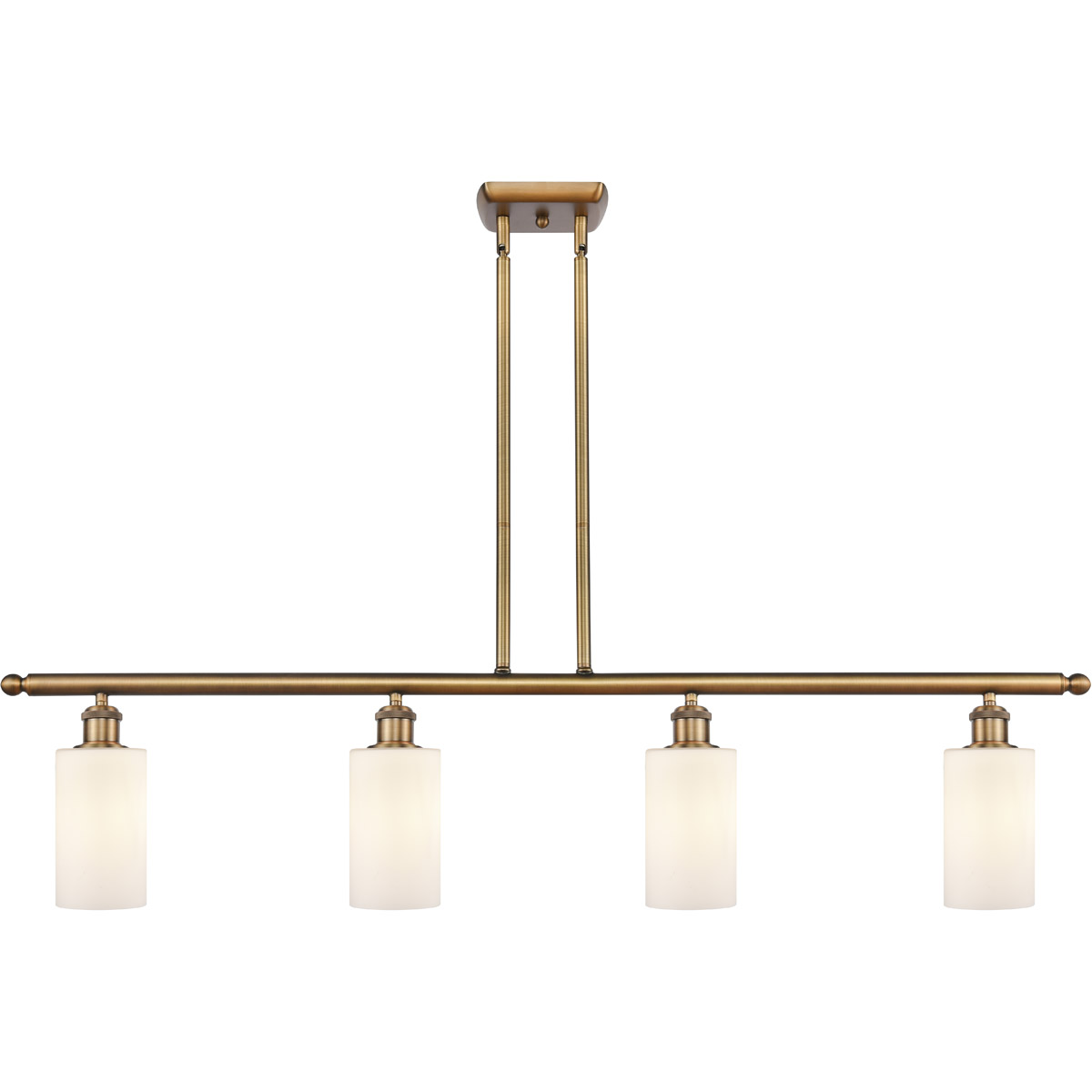 Innovations Lighting 516-4I-BB-G801-LED Ballston Clymer LED 48 inch Brushed Brass Island Light Ceiling Light in Matte White Glass, Ballston