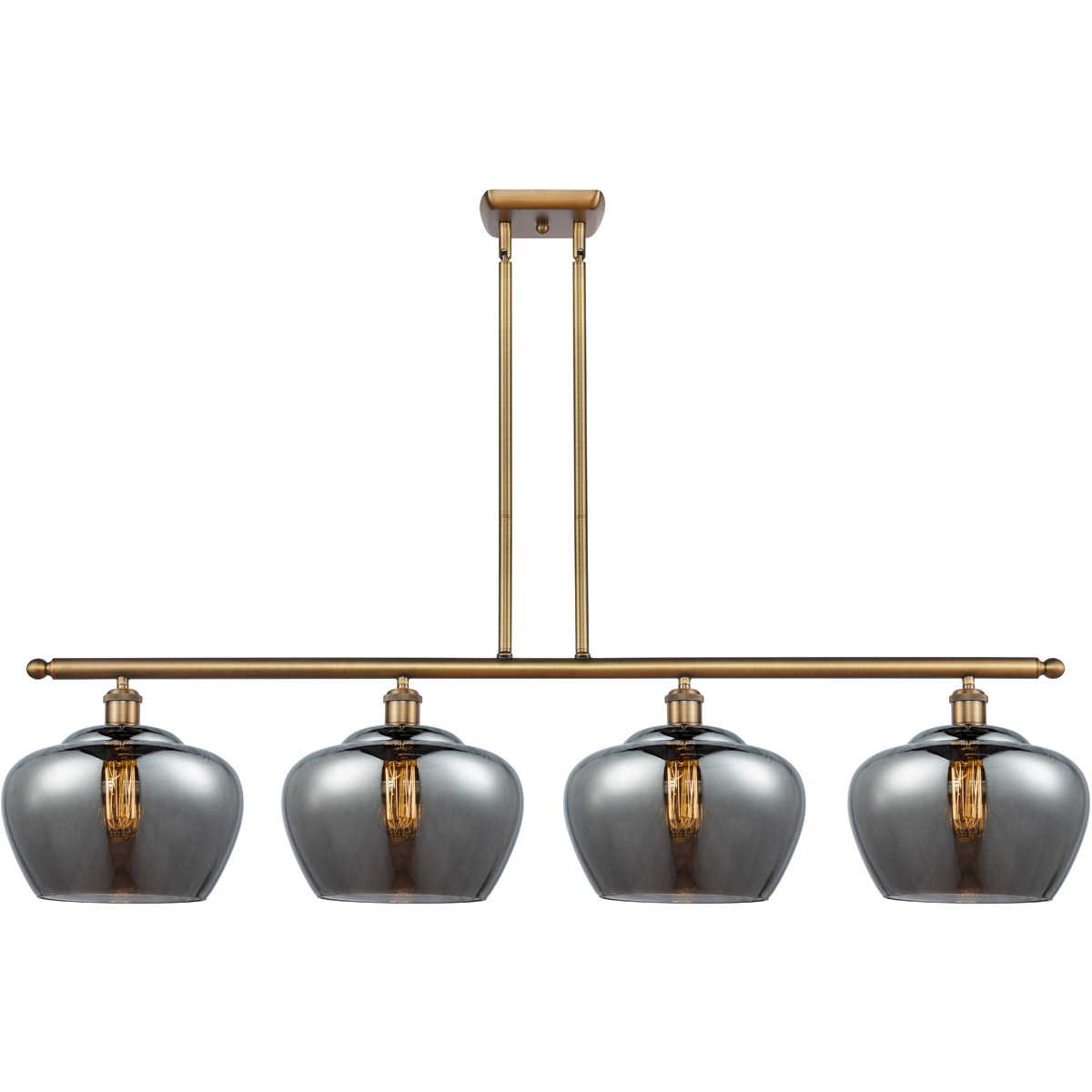 Innovations Lighting 516-4I-BB-G93-L-LED Ballston Large Fenton LED 48 inch Brushed Brass Island Light Ceiling Light in Plated Smoke Glass, Ballston
