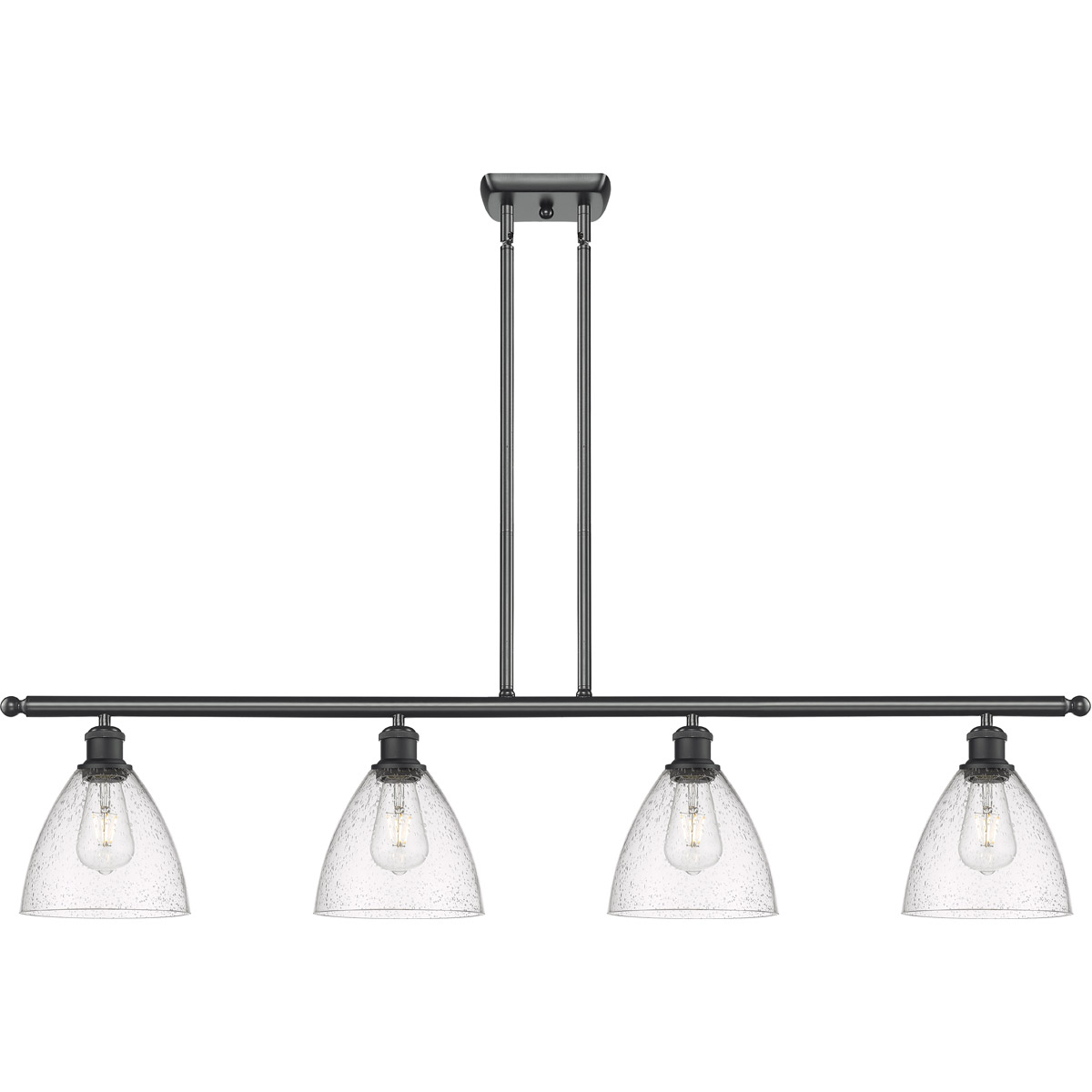 Innovations Lighting 516-4I-BK-GBD-754-LED Ballston Ballston Dome LED 48 inch Matte Black Island Light Ceiling Light in Seedy Glass