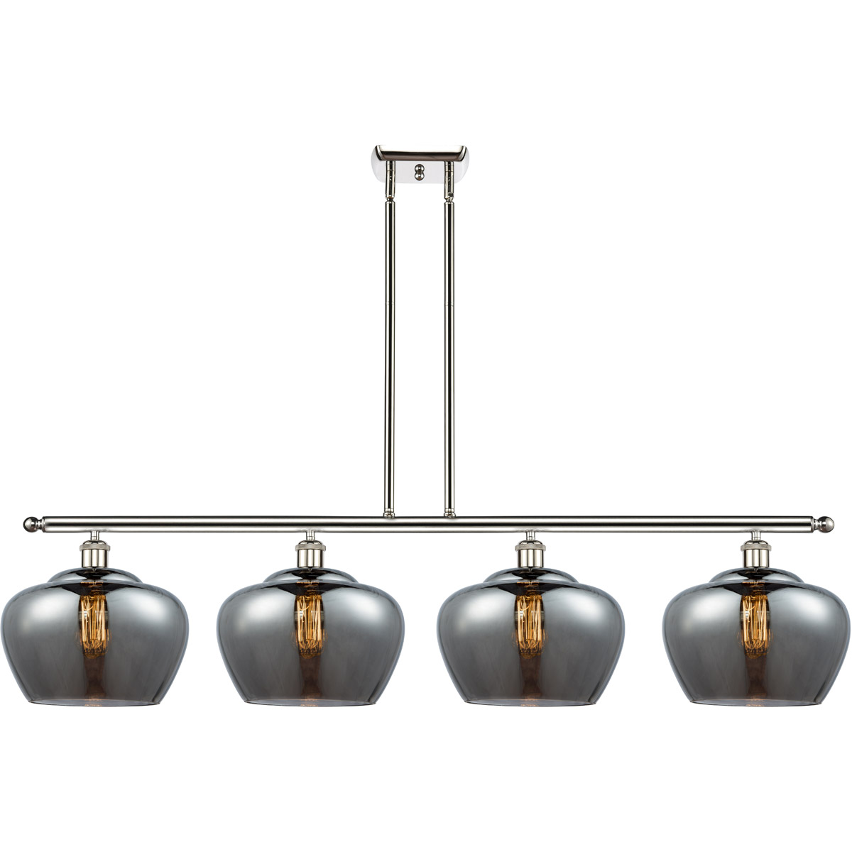 Innovations Lighting 516-4I-PN-G93-L-LED Ballston Large Fenton LED 48 inch Polished Nickel Island Light Ceiling Light in Plated Smoke Glass, Ballston