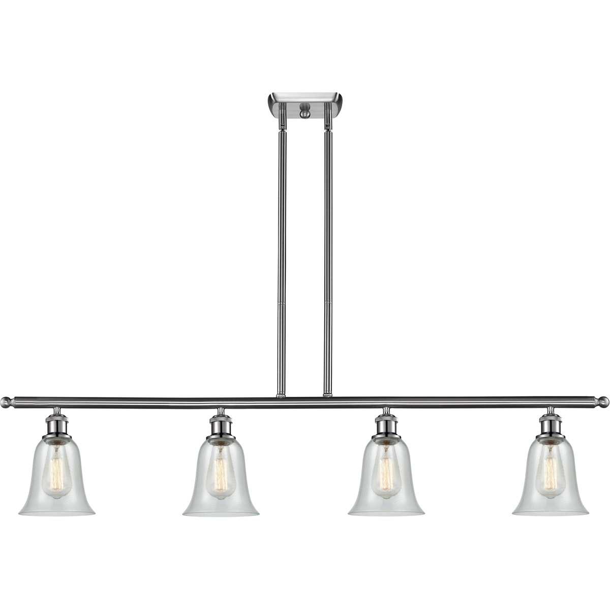 Innovations Lighting 516-4I-SN-G2812 Ballston Hanover 4 Light 48 inch Brushed Satin Nickel Island Light Ceiling Light in Fishnet Glass, Ballston