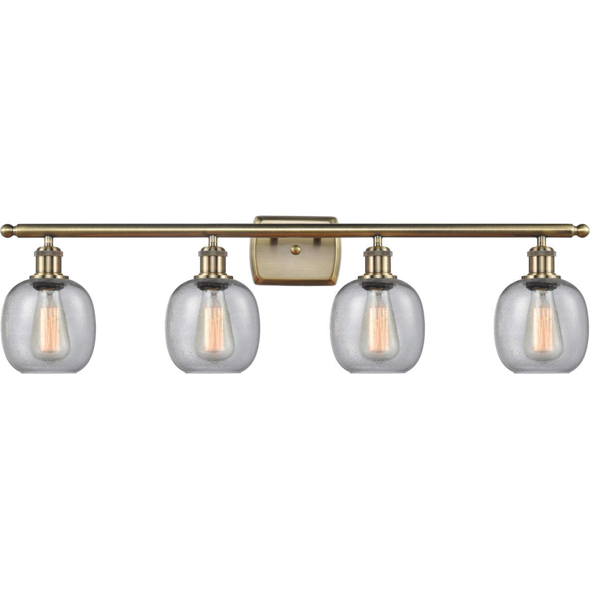 Innovations Lighting 516-4W-AB-G104-LED Ballston Belfast LED 36 inch Antique Brass Bath Vanity Light Wall Light in Seedy Glass, Ballston