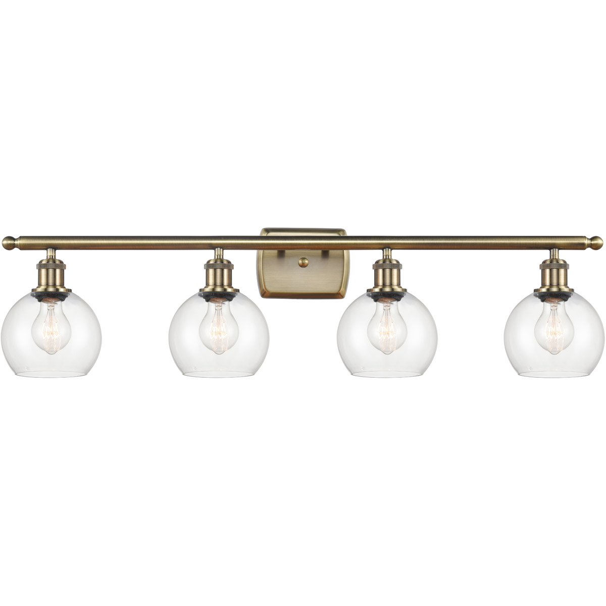 Innovations Lighting 516-4W-AB-G122-6-LED Ballston Athens LED 36 inch Antique Brass Bath Vanity Light Wall Light in Clear Glass