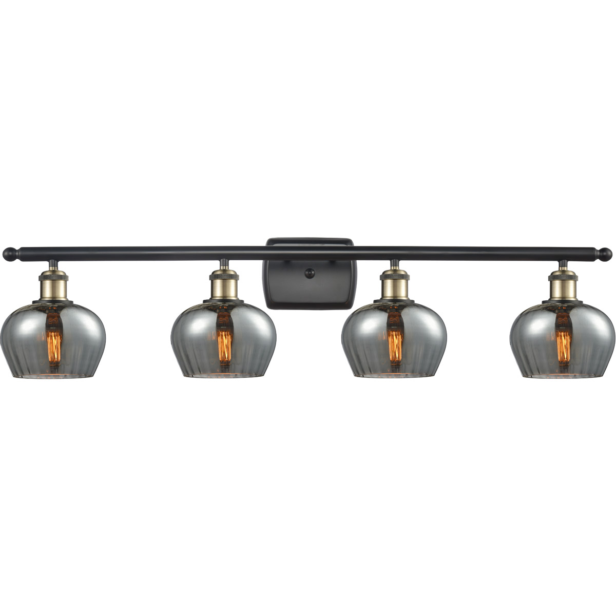 Innovations Lighting 516-4W-BAB-G93 Ballston Fenton 4 Light 36 inch Black Antique Brass Bath Vanity Light Wall Light in Plated Smoke Glass, Ballston