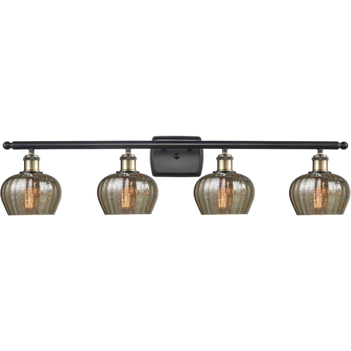 Innovations Lighting 516-4W-BAB-G96-LED Ballston Fenton LED 36 inch Black Antique Brass Bath Vanity Light Wall Light in Mercury Glass, Ballston