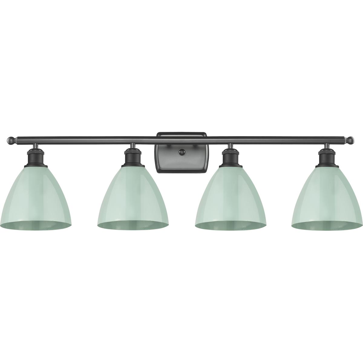 Innovations Lighting 516-4W-BK-MBD-75-SF Ballston Plymouth Dome 4 Light 38 inch Matte Black Bath Vanity Light Wall Light in Matte Seafoam