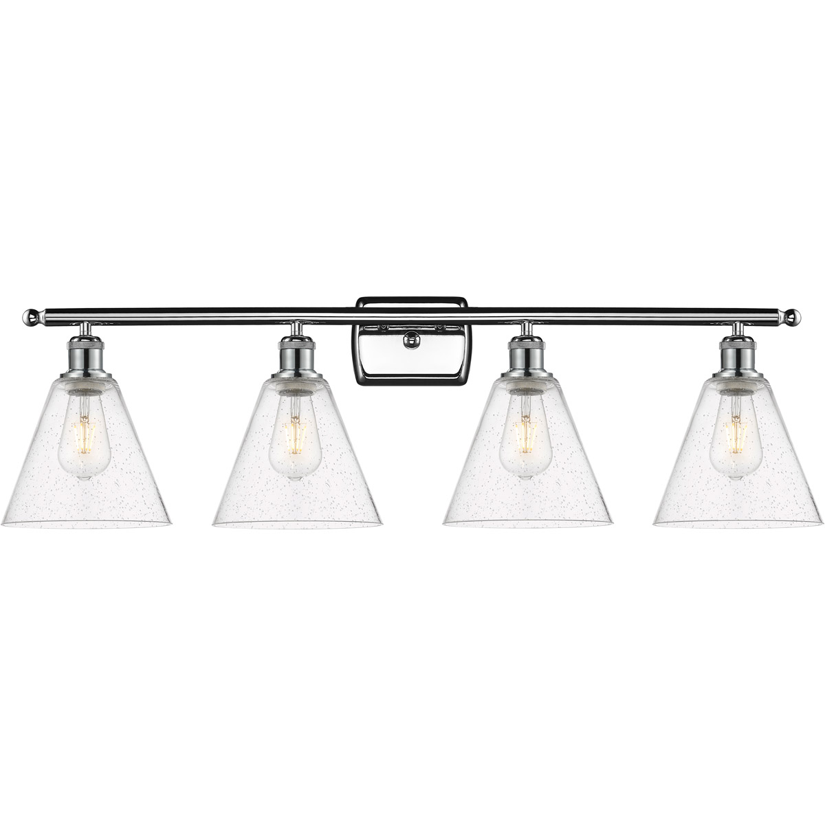 Innovations Lighting 516-4W-PC-GBC-84 Ballston Ballston Cone 4 Light 38 inch Polished Chrome Bath Vanity Light Wall Light in Seedy Glass