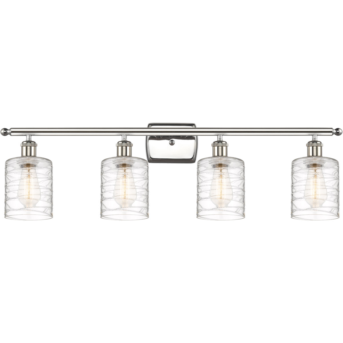 Innovations Lighting 516-4W-PN-G1113-LED Ballston Cobbleskill LED 36 inch Polished Nickel Bath Vanity Light Wall Light in Deco Swirl Glass