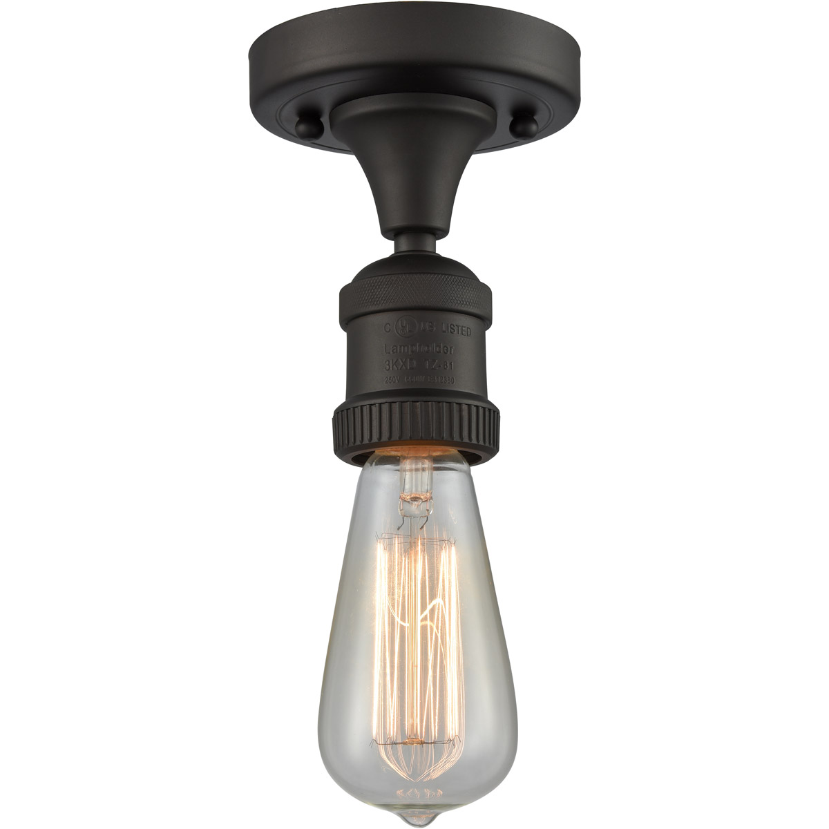 Innovations Lighting 517-1C-OB-LED Franklin Restoration Bare Bulb LED 4.5 inch Oil Rubbed Bronze Semi-Flush Mount Ceiling Light