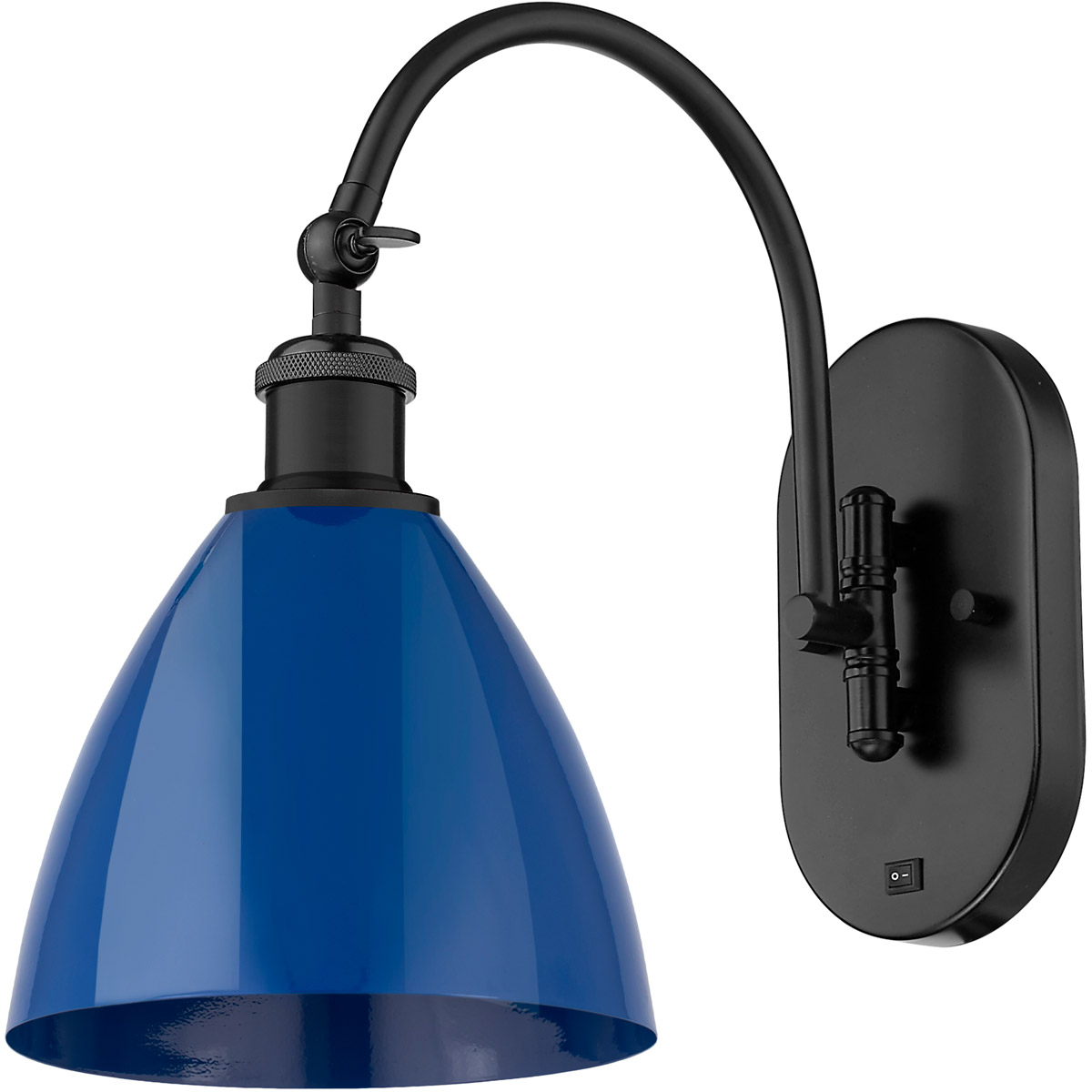 Innovations Lighting 518-1W-BK-MBD-75-BL-LED Ballston Plymouth Dome LED 8 inch Matte Black Sconce Wall Light