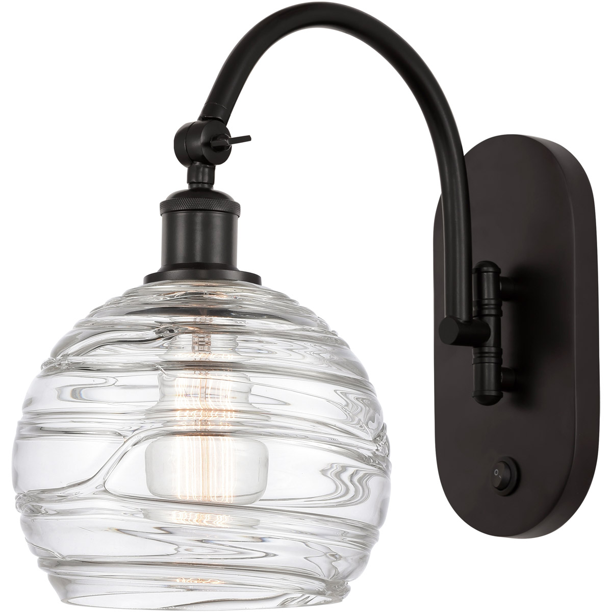 Innovations Lighting 518-1W-OB-G1213-8-LED Ballston Athens Deco Swirl LED 8 inch Oil Rubbed Bronze Sconce Wall Light