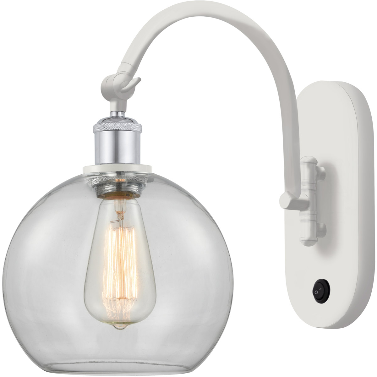 Innovations Lighting 518-1W-WPC-G122-8-LED Ballston Athens LED 8 inch White and Polished Chrome Sconce Wall Light in Clear Glass