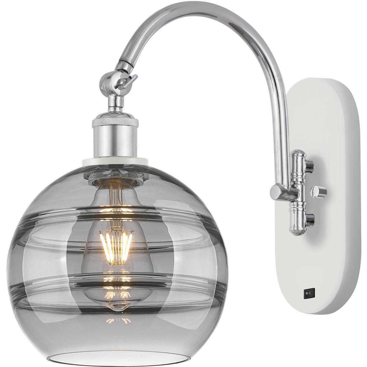 Innovations Lighting 518-1W-WPC-G556-8SM Ballston Rochester 1 Light 8 inch White Polished Chrome Sconce Wall Light