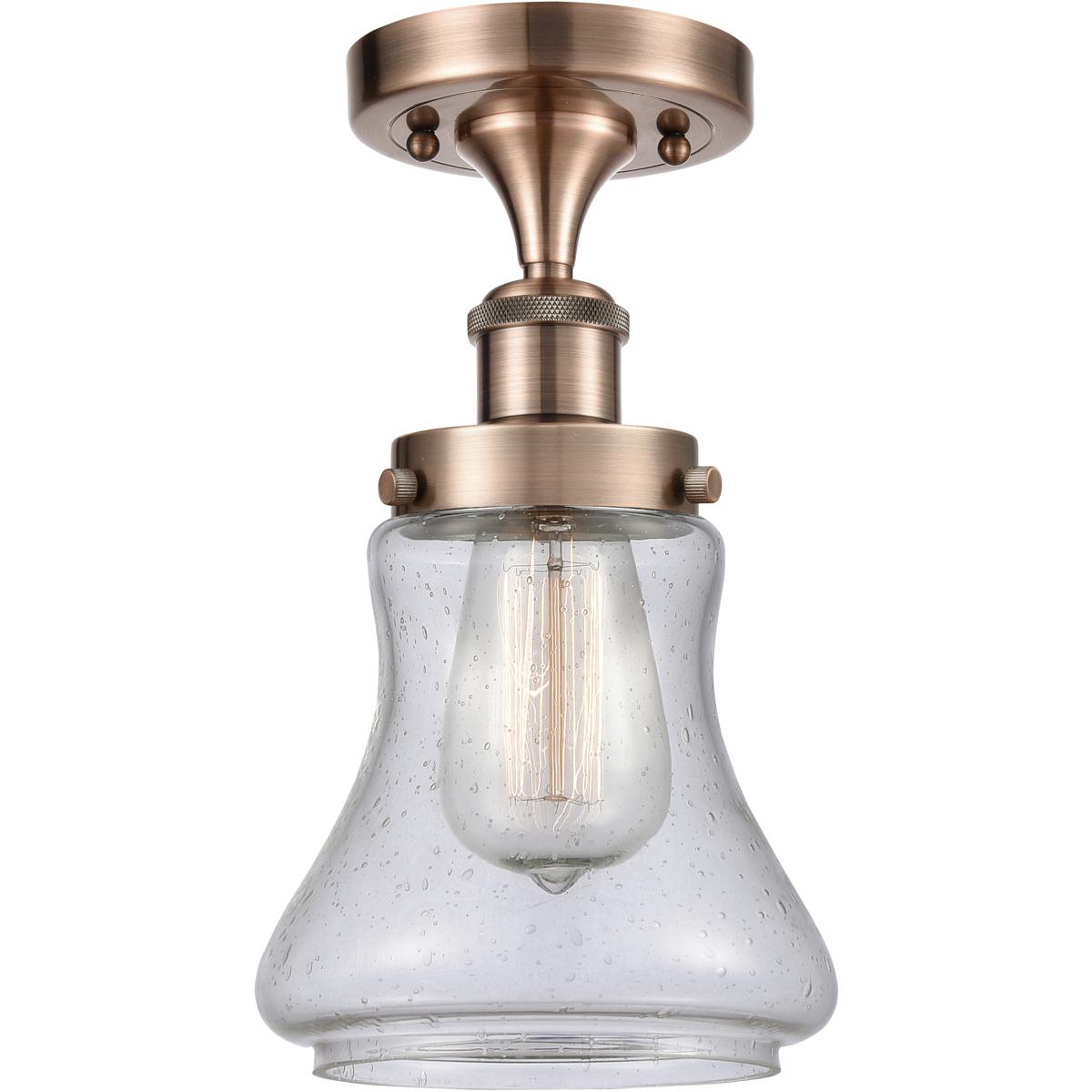 Innovations Lighting 616-1F-AC-G194 Bellmont 1 Light 6.5 inch Antique Copper Semi-Flush Mount Ceiling Light in Seedy Glass