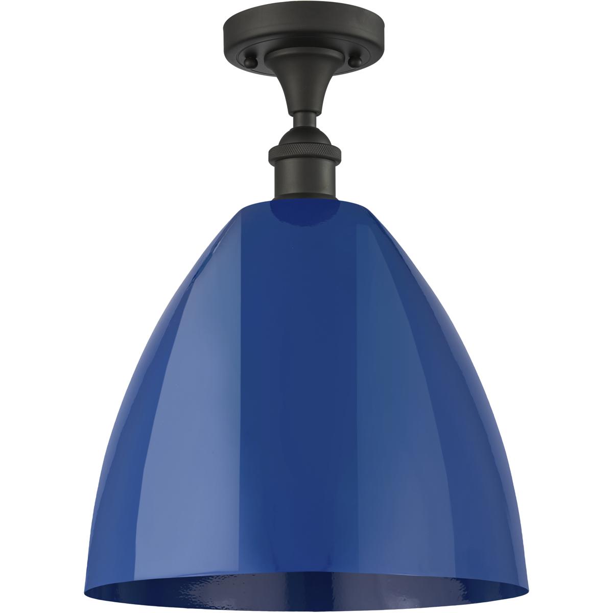 Innovations Lighting 616-1F-OB-MBD-12-BL Edison Plymouth Dome 1 Light 12 inch Oil Rubbed Bronze Semi-Flush Mount Ceiling Light in Blue