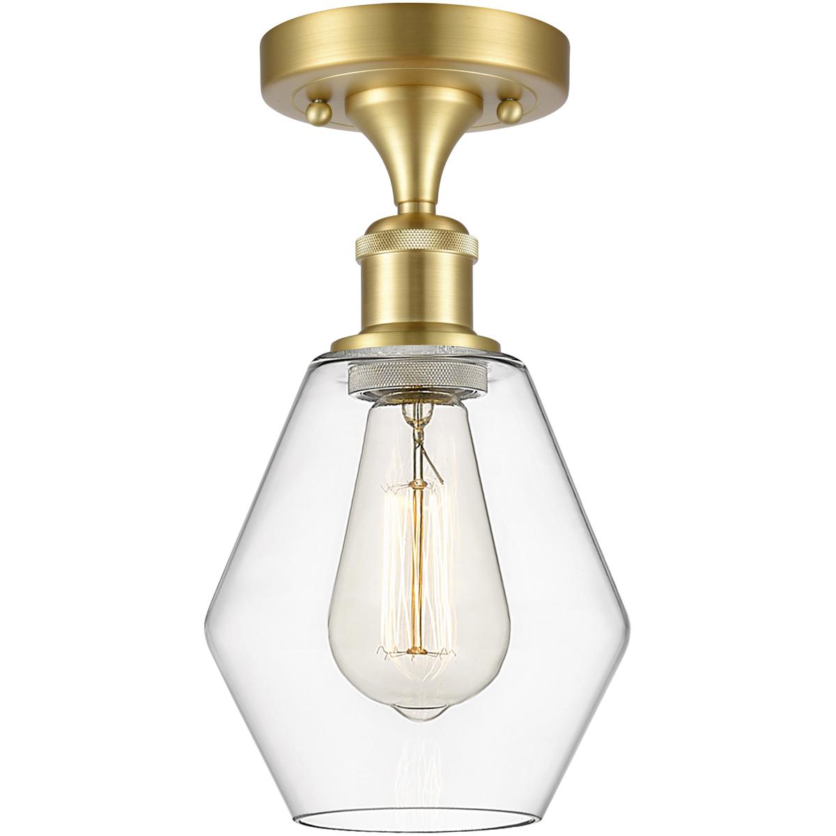 Innovations Lighting 616-1F-SG-G652-6 Cindyrella 1 Light 6 inch Satin Gold Semi-Flush Mount Ceiling Light in Clear Glass