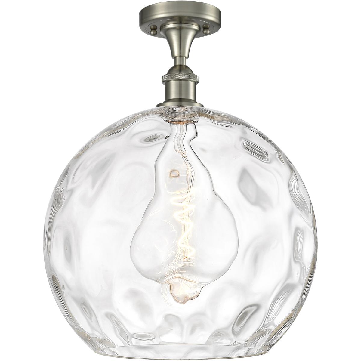 Innovations Lighting 616-1F-SN-G1215-14 Edison Athens Water Glass 1 Light 13 inch Brushed Satin Nickel Semi-Flush Mount Ceiling Light