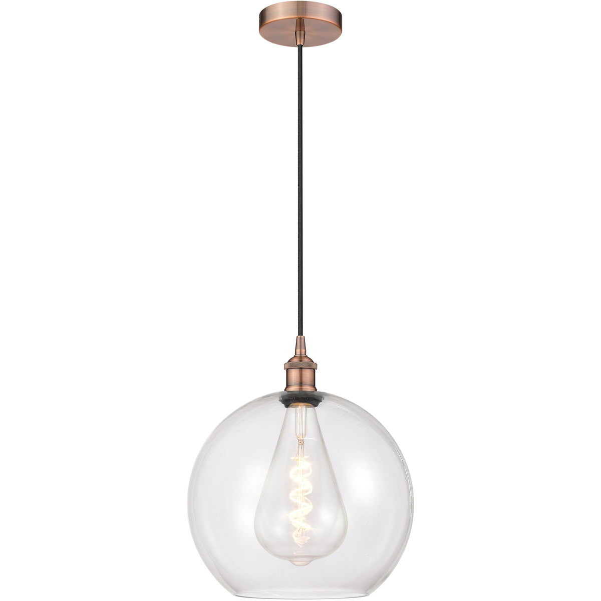Innovations Lighting 616-1P-AC-G122-12-LED Edison Athens LED 11.75 inch Antique Copper Mini Pendant Ceiling Light in Clear Glass