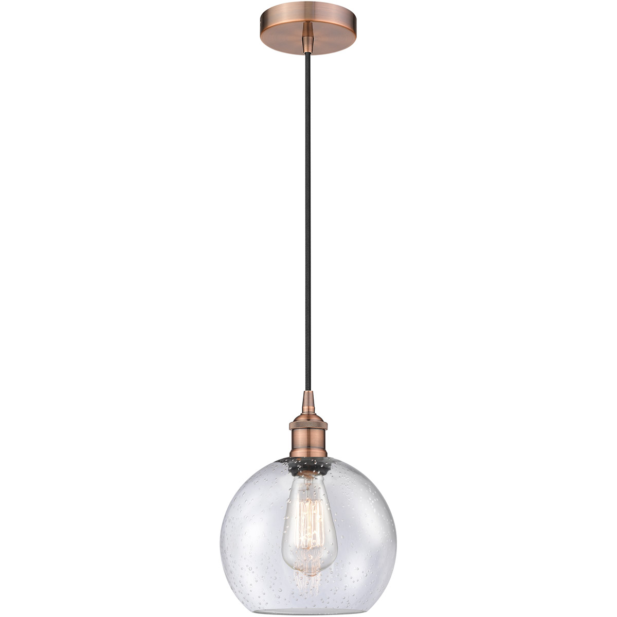 Innovations Lighting 616-1P-AC-G124-8 Edison Athens 1 Light 8 inch Antique Copper Mini Pendant Ceiling Light